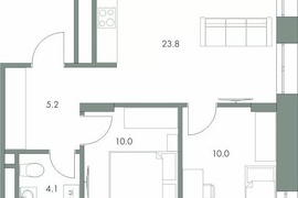 Продается двухкомнатная квартира 53,1 кв.м.